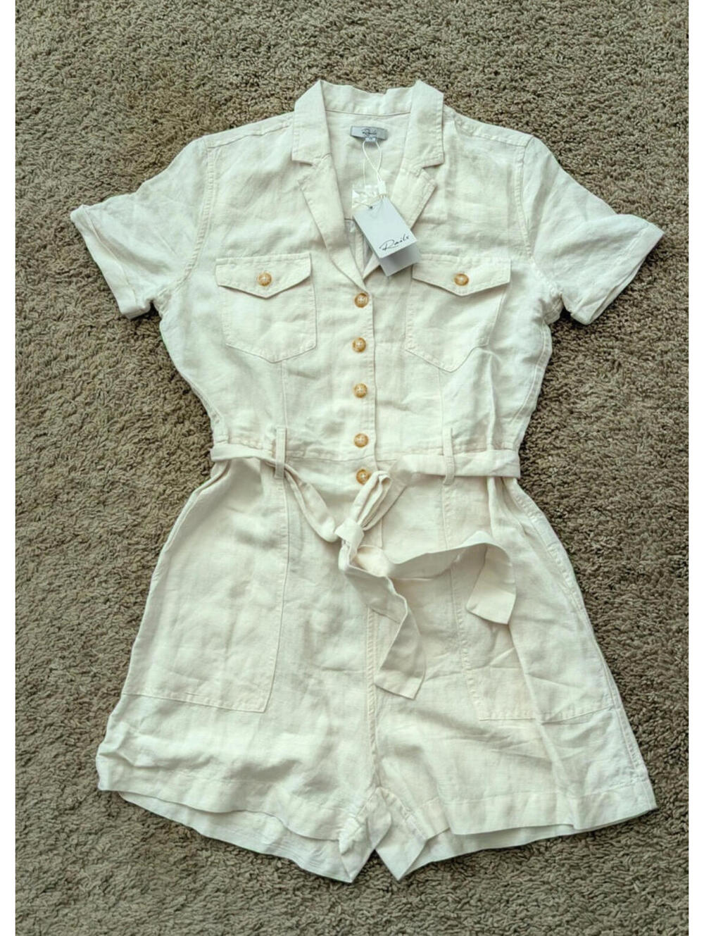 Quiet Luxury Rails Georgie Linen Romper Off White NWT Resortwear XS